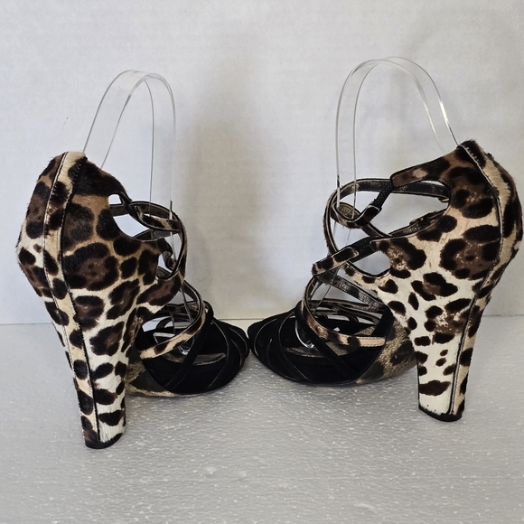 Dolce and Gabbana Animal Print Calf Hair Strappy Heels Size EU 38/ US 8 - Picture 7 of 15